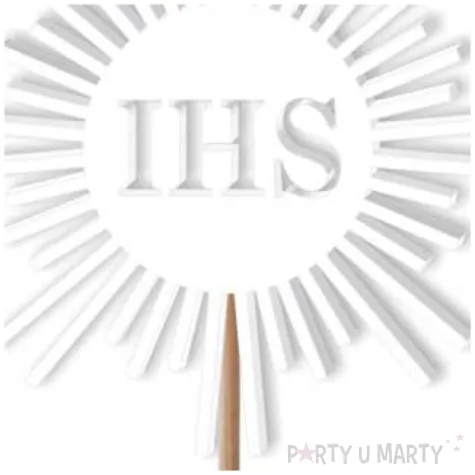 topper z pleksy komunia sw ihs promyki bialy 24 cm