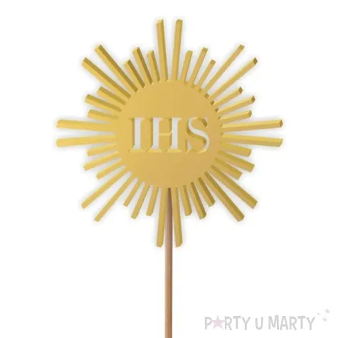 topper z pleksy komunia sw ihs promyki zloty 24 cm