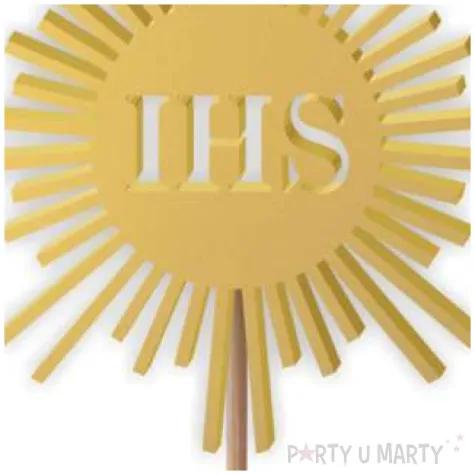 topper z pleksy komunia sw ihs promyki zloty 24 cm