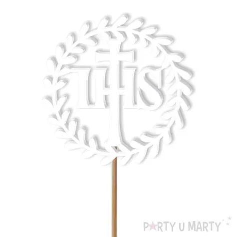 topper z pleksy komunia sw ihs wieniec bialy 24 cm