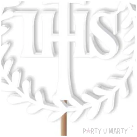 topper z pleksy komunia sw ihs wieniec bialy 24 cm