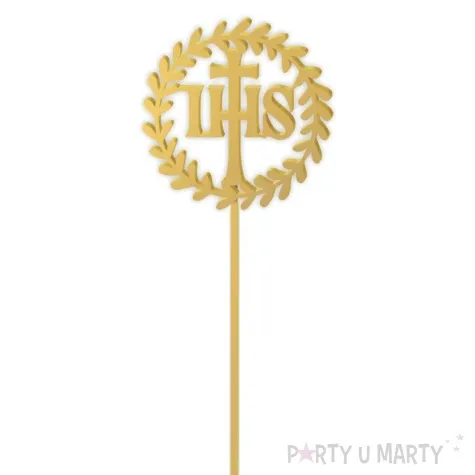 topper z pleksy komunia sw ihs wieniec zloty 24 cm