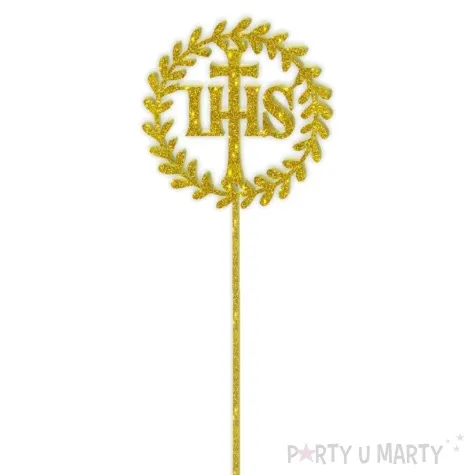topper z pleksy komunia sw ihs wieniec zloty brokat 24 cm