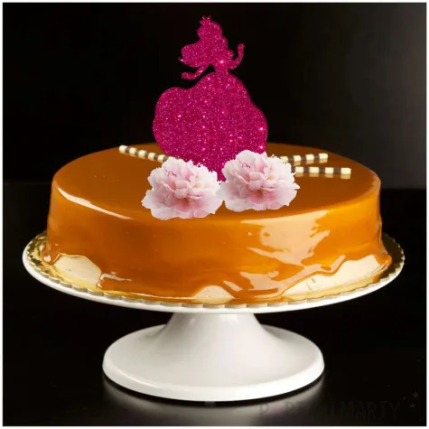 topper z pleksy ksiezniczka rozowy brokat 8 5x18 cm