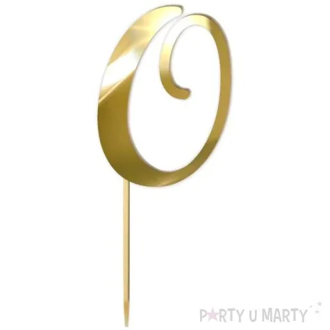 topper z pleksy liczba 0 zloty lustrzany 18 cm