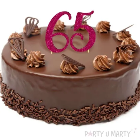 topper z pleksy liczba 1 rozowy brokat 18 cm