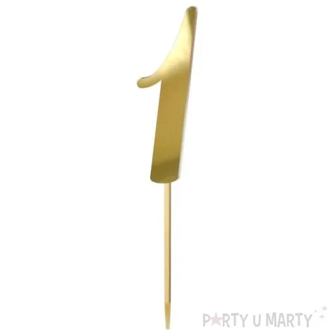 topper z pleksy liczba 1 zloty lustrzany 18 cm