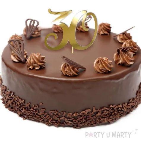 topper z pleksy liczba 30 zloty lustrzany 18 cm
