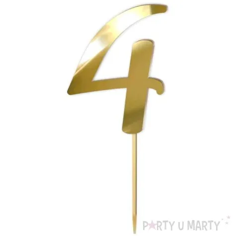 topper z pleksy liczba 4 zloty lustrzany 18 cm