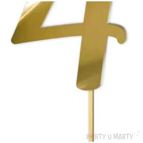 topper z pleksy liczba 4 zloty lustrzany 18 cm