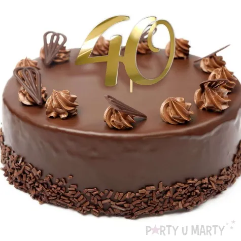 topper z pleksy liczba 40 zloty lustrzany 18 cm