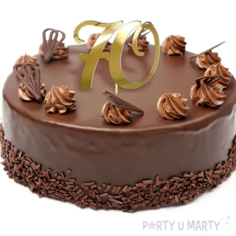 topper z pleksy liczba 70 zloty lustrzany 18 cm