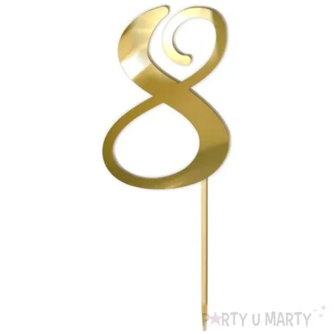 topper z pleksy liczba 8 zloty lustrzany 18 cm