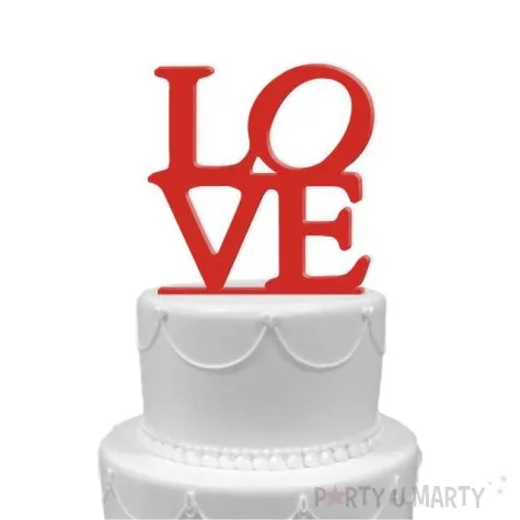 topper z pleksy love czerwona 16 cm