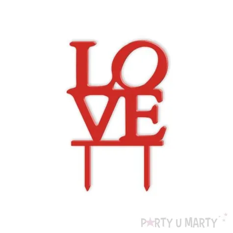 topper z pleksy love czerwona 16 cm