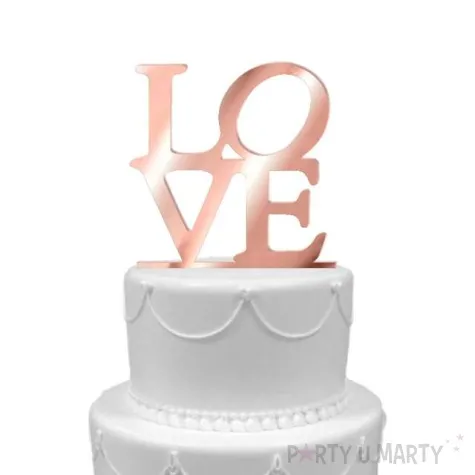 topper z pleksy love rose gold lustrzany 16 cm