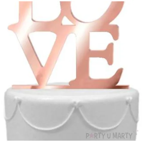 topper z pleksy love rose gold lustrzany 16 cm