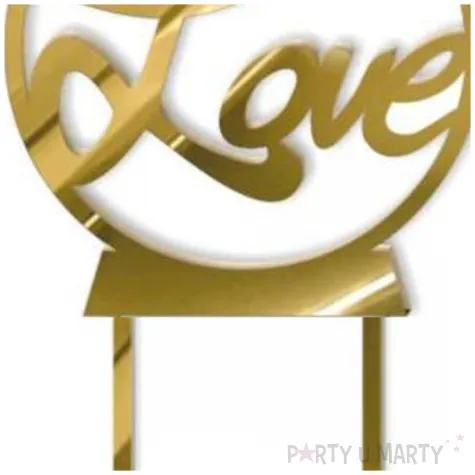 topper z pleksy love zloty lustrzany 13 5 x 19 5 cm