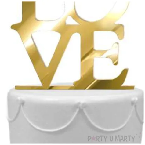 topper z pleksy love zloty lustrzany 16 cm