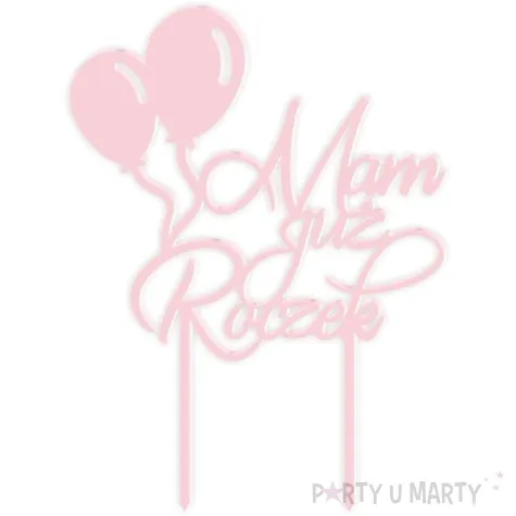 topper z pleksy mam juz roczek rozowy pastel 18 5 cm