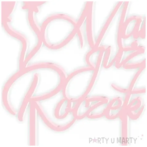 topper z pleksy mam juz roczek rozowy pastel 18 5 cm