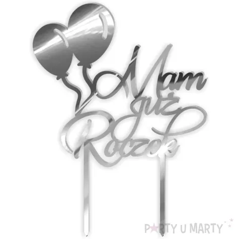 topper z pleksy mam juz roczek srebrny lustrzany 18 5 cm