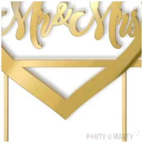 topper z pleksy mr mrs zloty lustrzany 15 x 17 cm