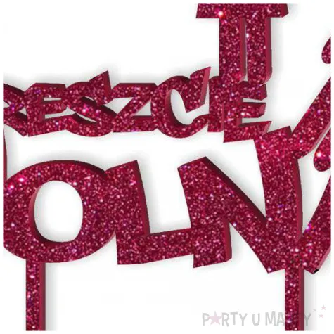 topper z pleksy nareszcie wolna rozowy brokat 15 x 16 5 cm