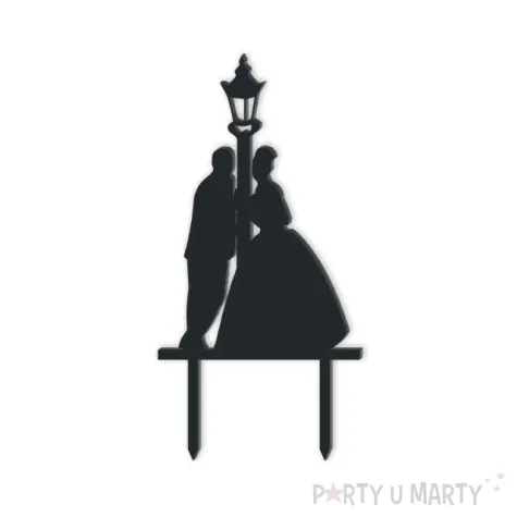 topper z pleksy para mloda i latarnia czarna 15 cm