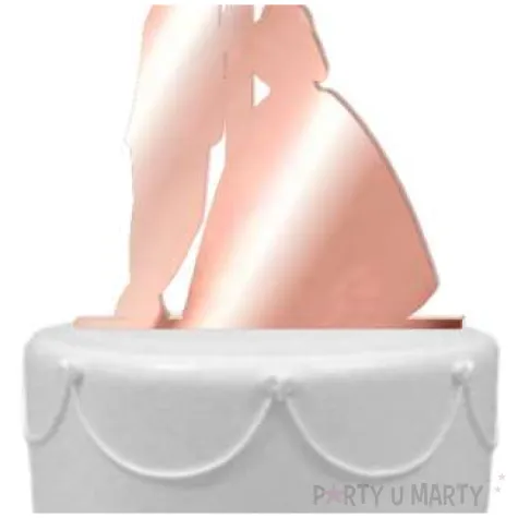 topper z pleksy para mloda i latarnia rose gold lustrzany 15 cm