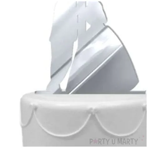 topper z pleksy para mloda i latarnia srebrny lustrzany 15 cm