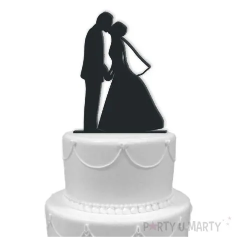 topper z pleksy para mloda i welon czarna 13 cm