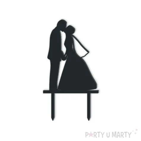 topper z pleksy para mloda i welon czarna 13 cm