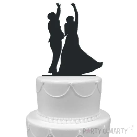 topper z pleksy para mloda na wiwat czarna 14 cm