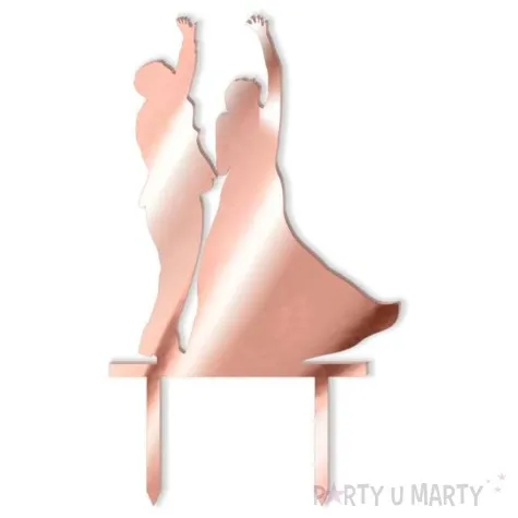 topper z pleksy para mloda na wiwat rose gold lustrzany 14 cm