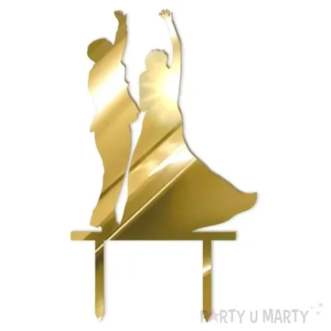 topper z pleksy para mloda na wiwat zloty lustrzany 14 cm