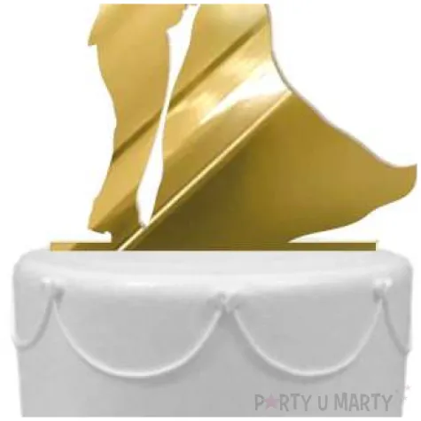 topper z pleksy para mloda na wiwat zloty lustrzany 14 cm