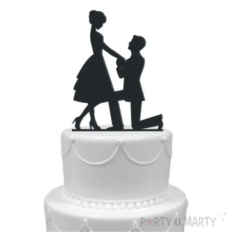 topper z pleksy para mloda oswiadczyny czarna 13 5 cm