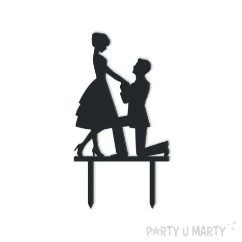 topper z pleksy para mloda oswiadczyny czarna 13 5 cm