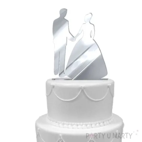 topper z pleksy para mloda tylko razem srebrny lustrzany 13 cm