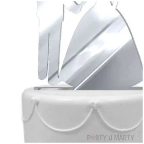 topper z pleksy para mloda tylko razem srebrny lustrzany 13 cm