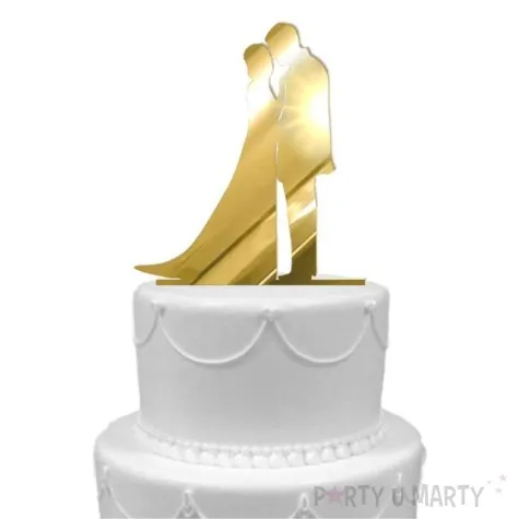 topper z pleksy para mloda we dwoje zloty lustrzany 13 cm