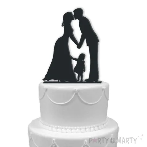 topper z pleksy para mloda z corka czarna 13 cm