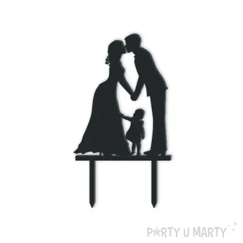 topper z pleksy para mloda z corka czarna 13 cm