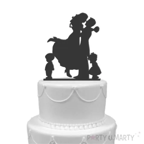 topper z pleksy para mloda z dziecmi czarny 17 cm