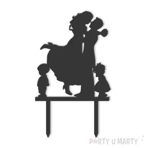 topper z pleksy para mloda z dziecmi czarny 17 cm