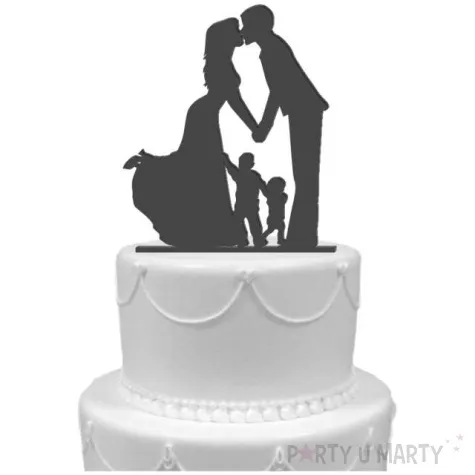 topper z pleksy para mloda z synami czarny 17 cm