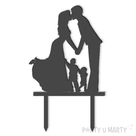 topper z pleksy para mloda z synami czarny 17 cm