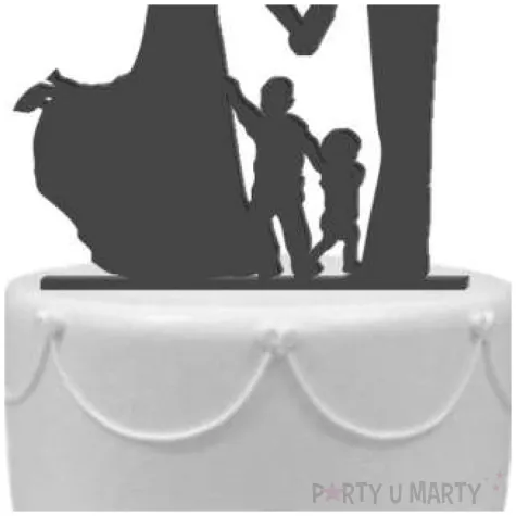 topper z pleksy para mloda z synami czarny 17 cm