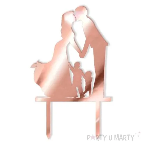 topper z pleksy para mloda z synami rose gold lustrzany 17 cm